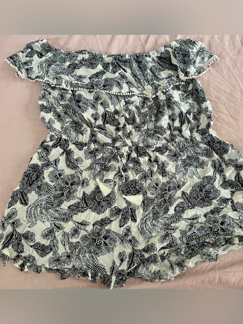 Victoria’s Secret swim cover up, Black and White Floral Off-Shoulder dress